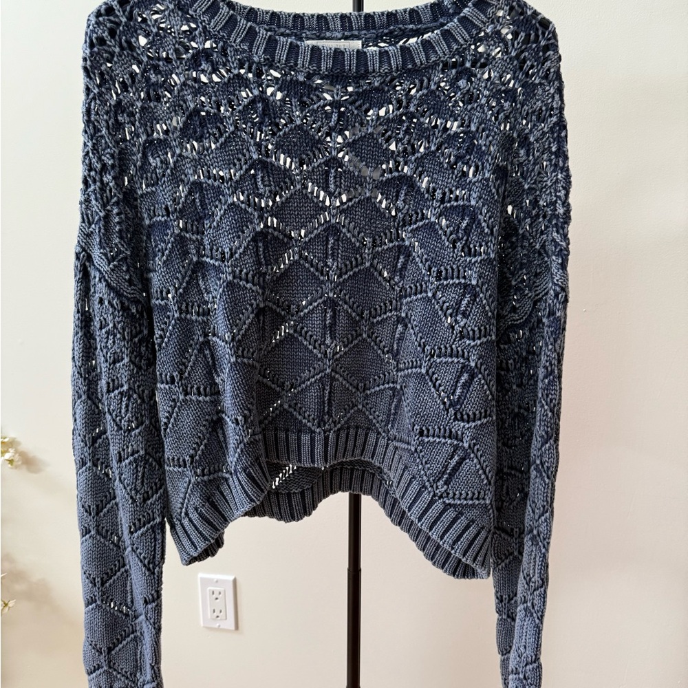 Full Tilt Navy Crochet Sweater